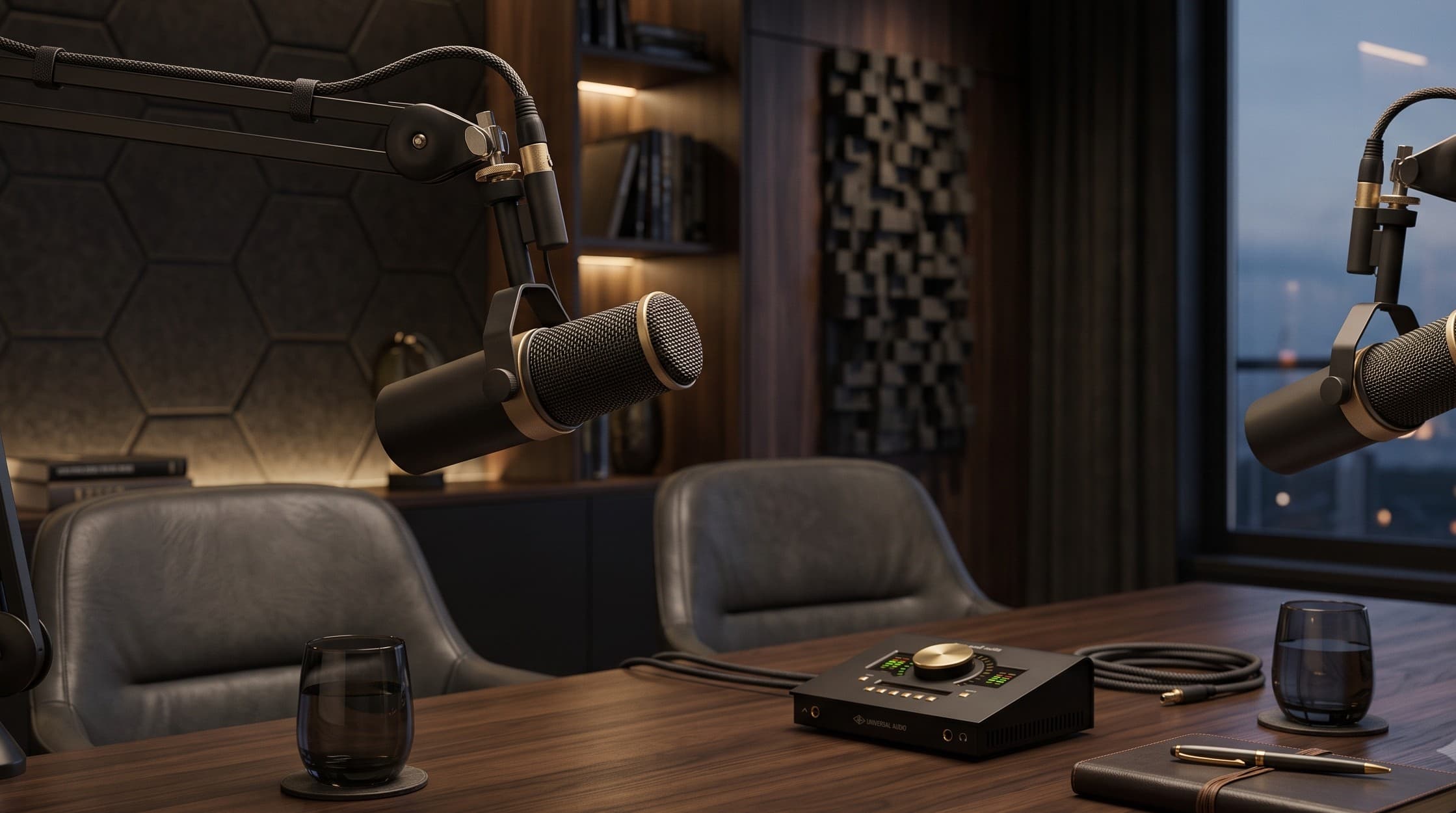 Broadcast microphones in the Doctor's Dialogue studio