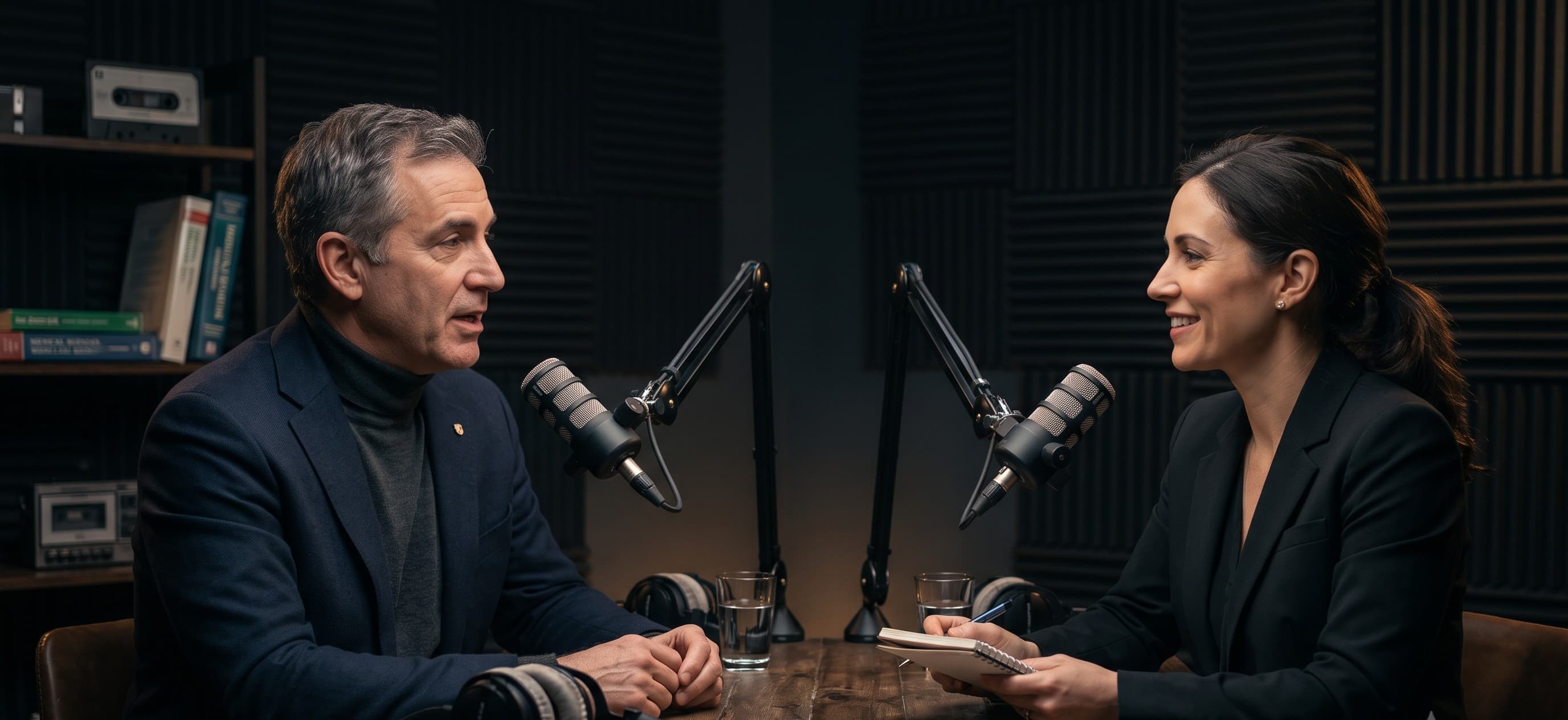 Two guests in conversation at the Doctor's Dialogue podcast studio